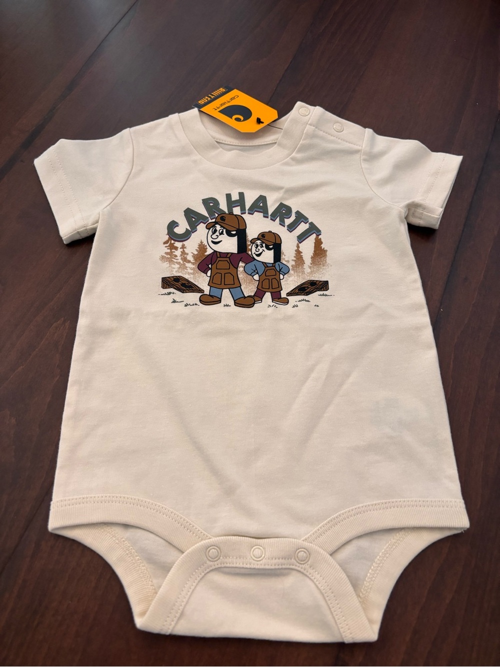 Carhartt Cream Infant Graphic Bear Bodysuit Size 6 months